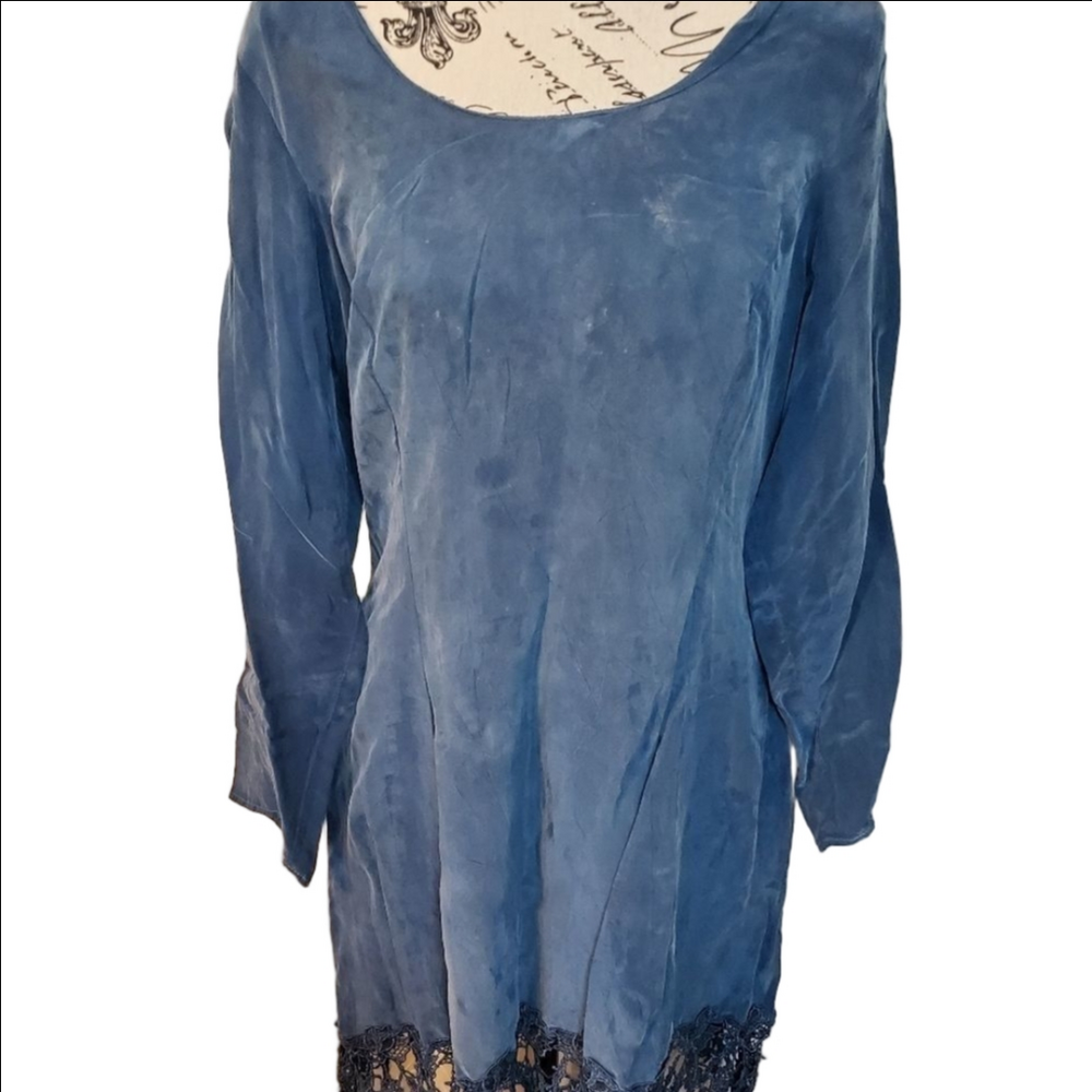 Blue Faux Suede Mini Dress Large